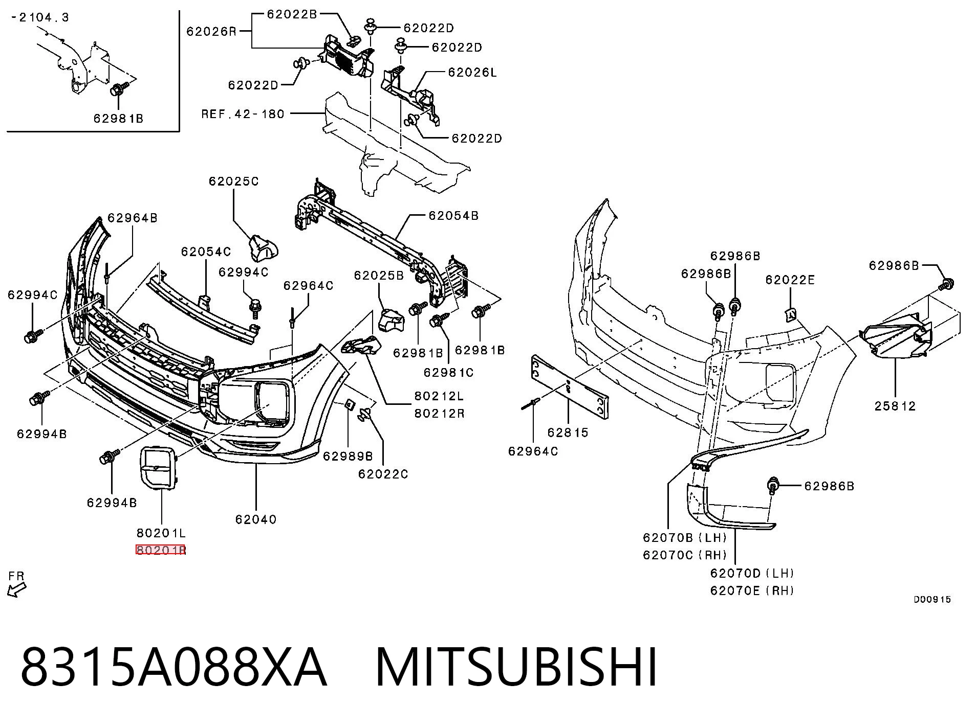8315A088XA Mitsubishi Ободок/окантовка фары противотуманной, правый