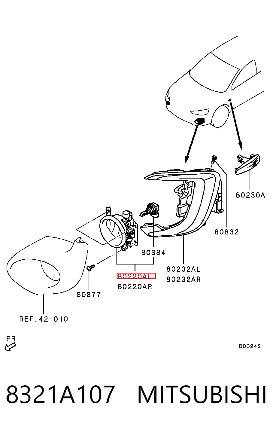 8321A107 Mitsubishi Противотуманная фара левая