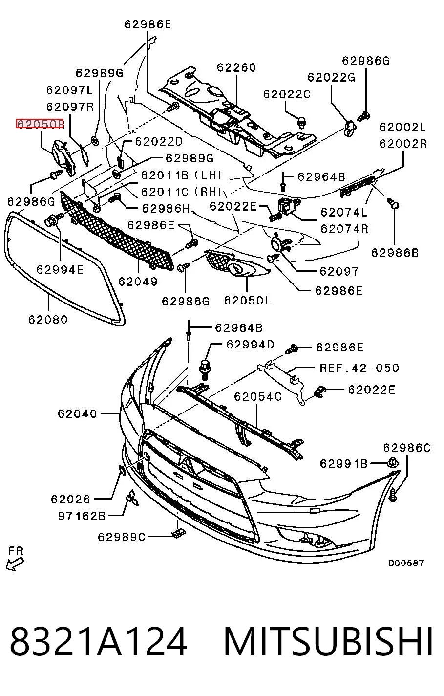 8321A124 Mitsubishi Заглушка ПТФ бампера переднего правая