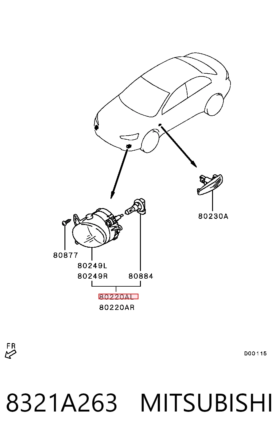 8321A263 Mitsubishi Противотуманная фара левая