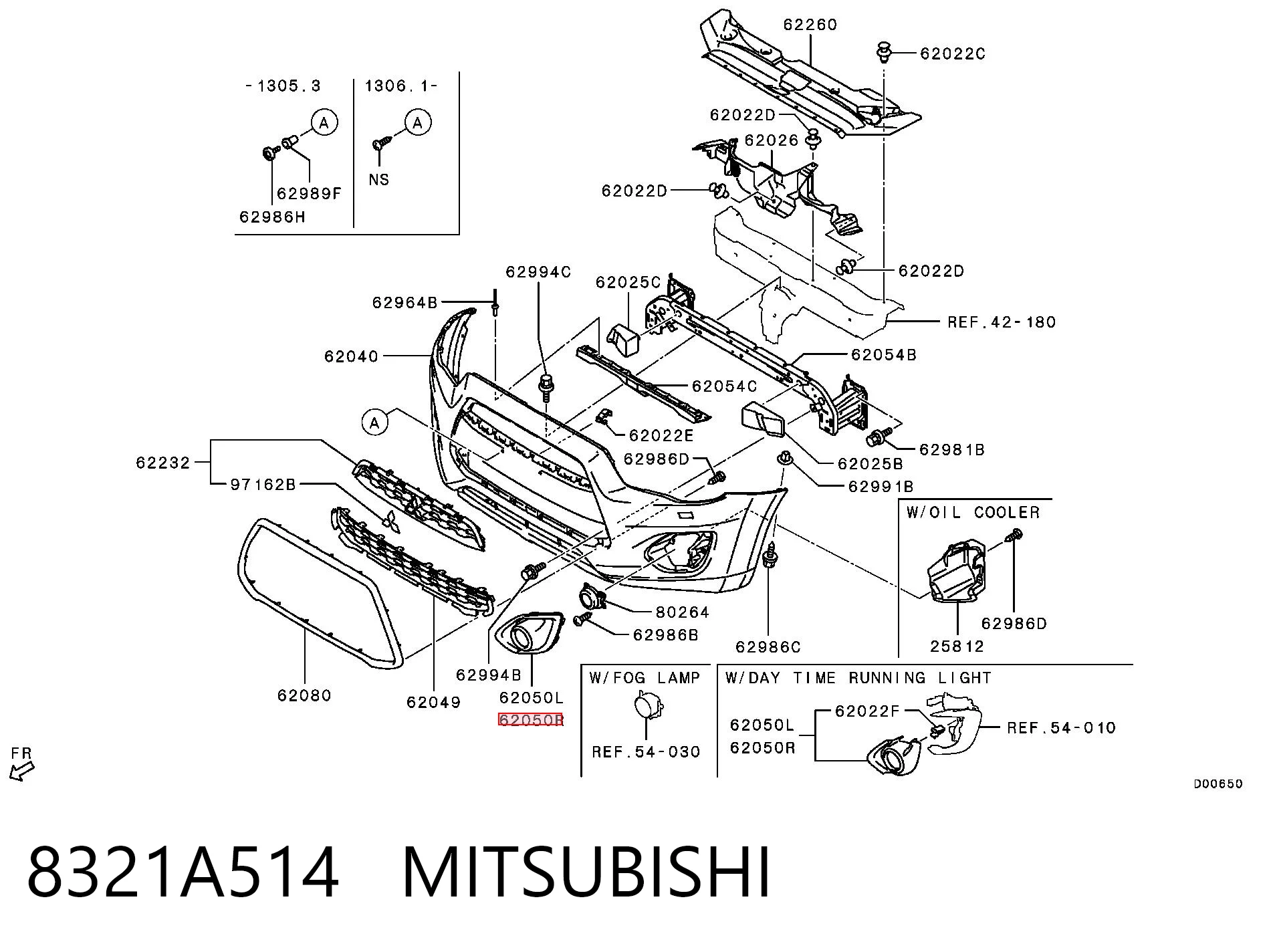 8321A514 Mitsubishi Ободок (окантовка) фары противотуманной правой