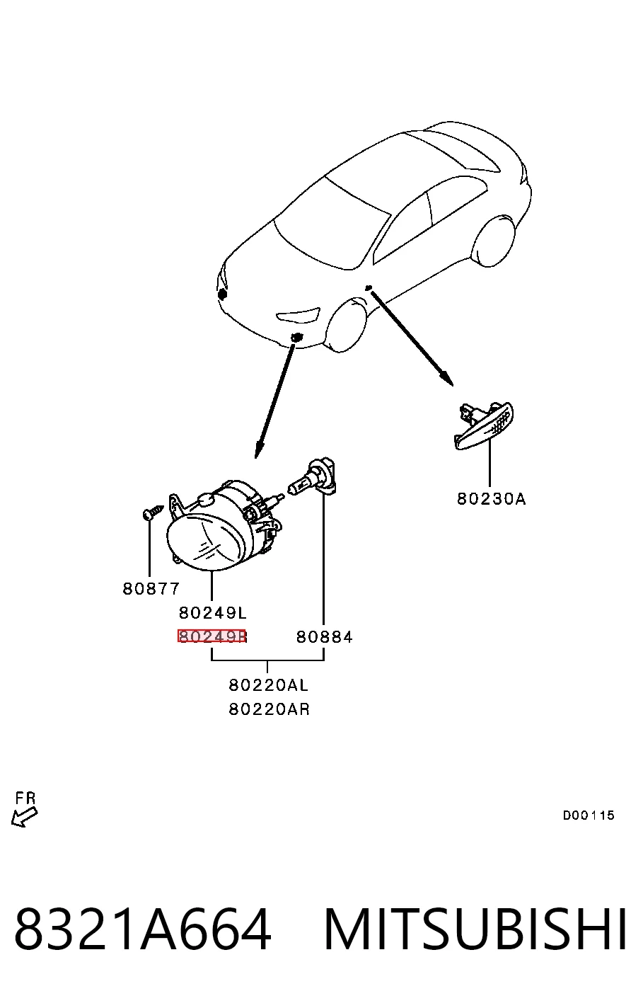 Фара противотуманная, правая Chrysler 8321A664 цена, от 4.99 USD