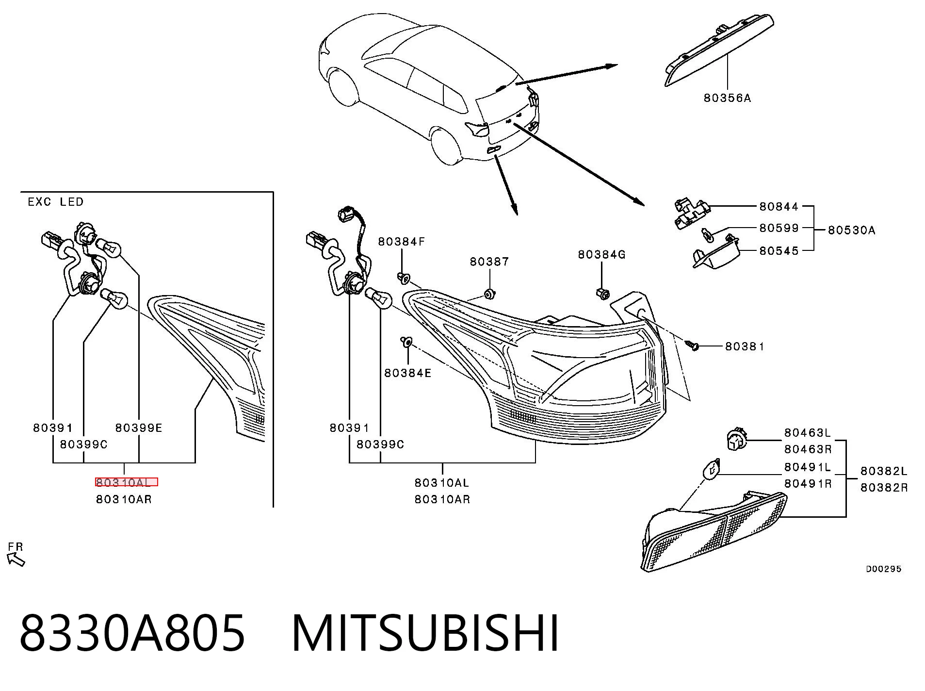 8330A805 Mitsubishi Задний левый стоп
