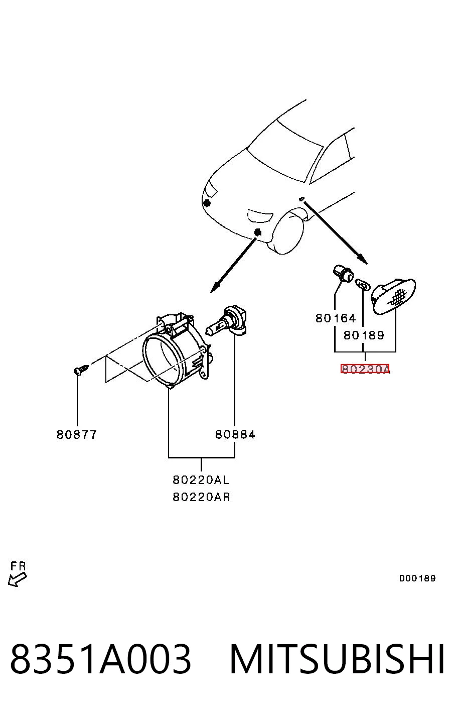 8351A003 Mitsubishi Повторитель поворота на крыло