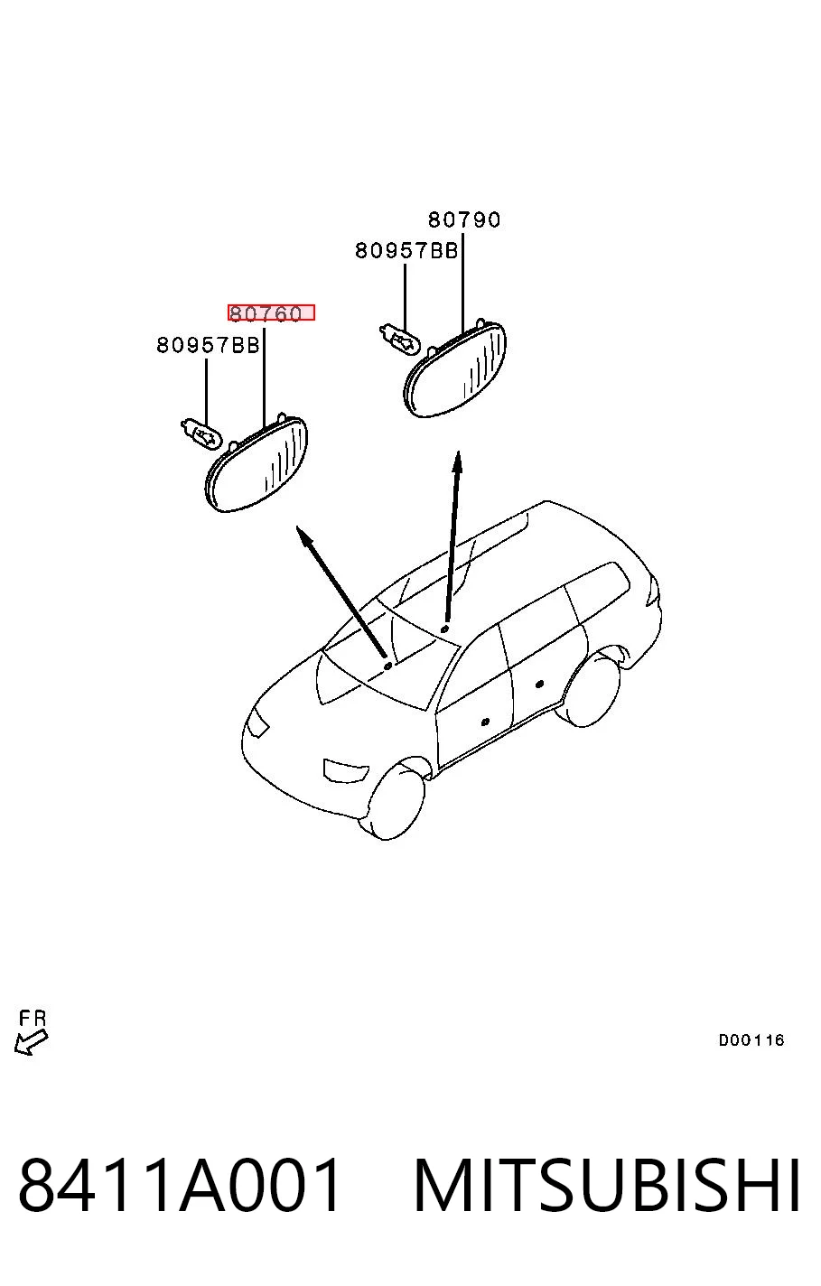 8411A001 Mitsubishi Стекло плафона освещения салона (кабины)