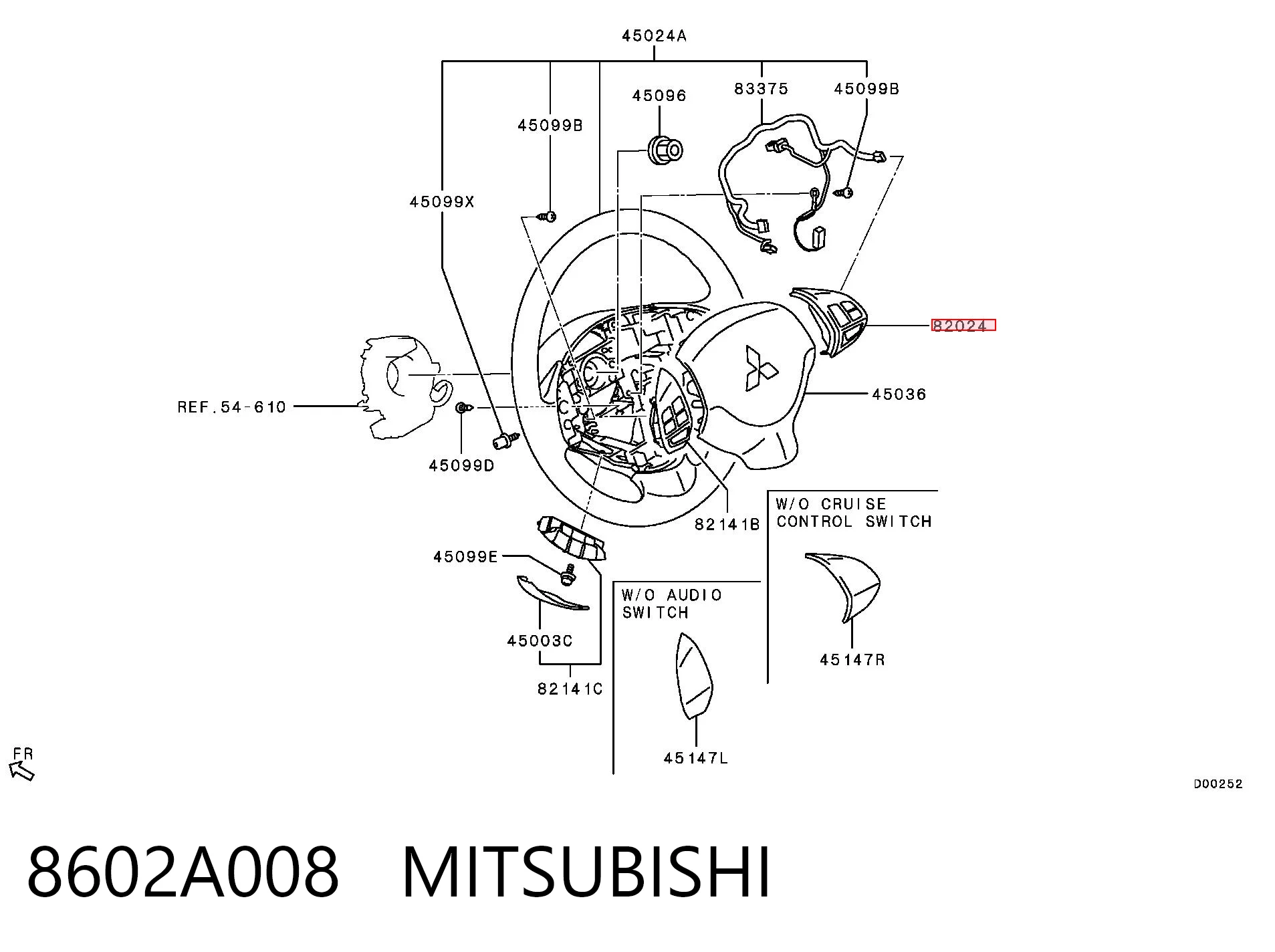 8602A008 Mitsubishi Переключатель подрулевой, управления круиз контролем