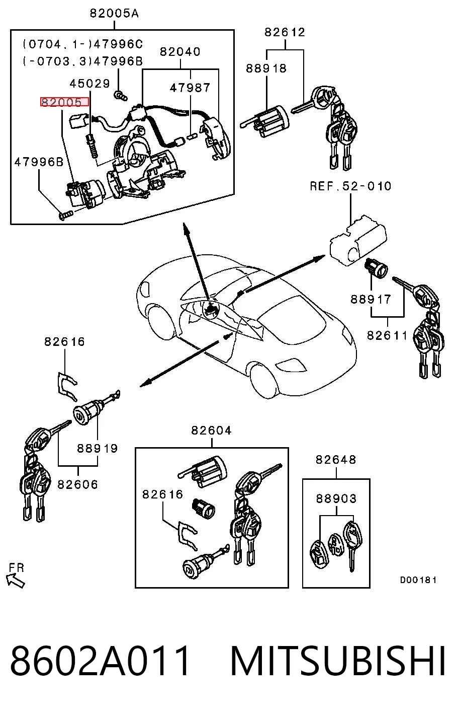 8602A011 Mitsubishi Контакты замка зажигания