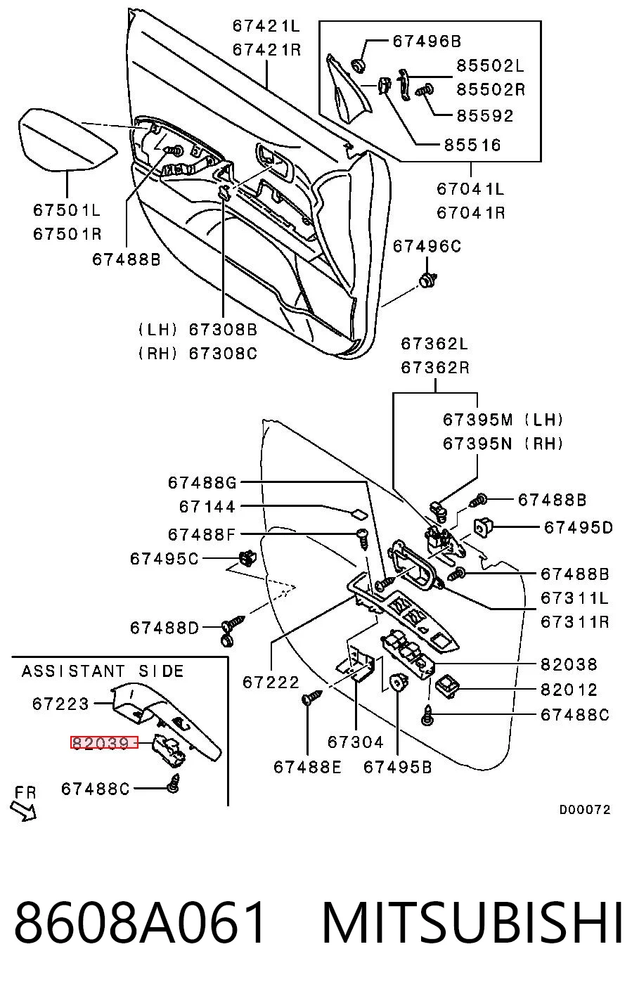 8608A061 Mitsubishi Кнопки переднего левого стекло подъёмника