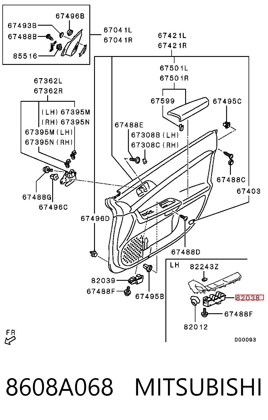 8608A068 Chrysler Кнопки переднего левого стекло подъёмника