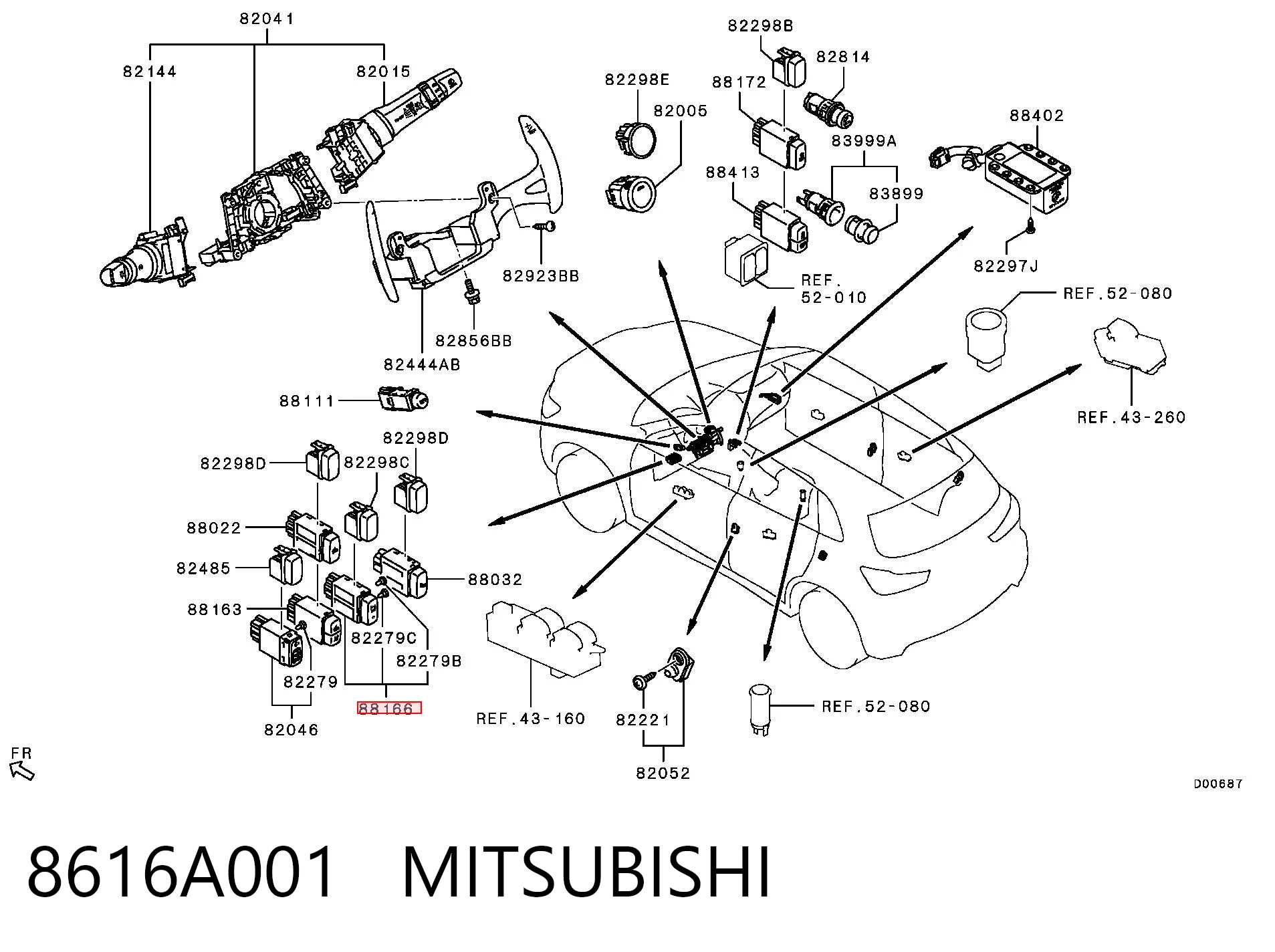8616A001 Mitsubishi Кнопка включения парктроника