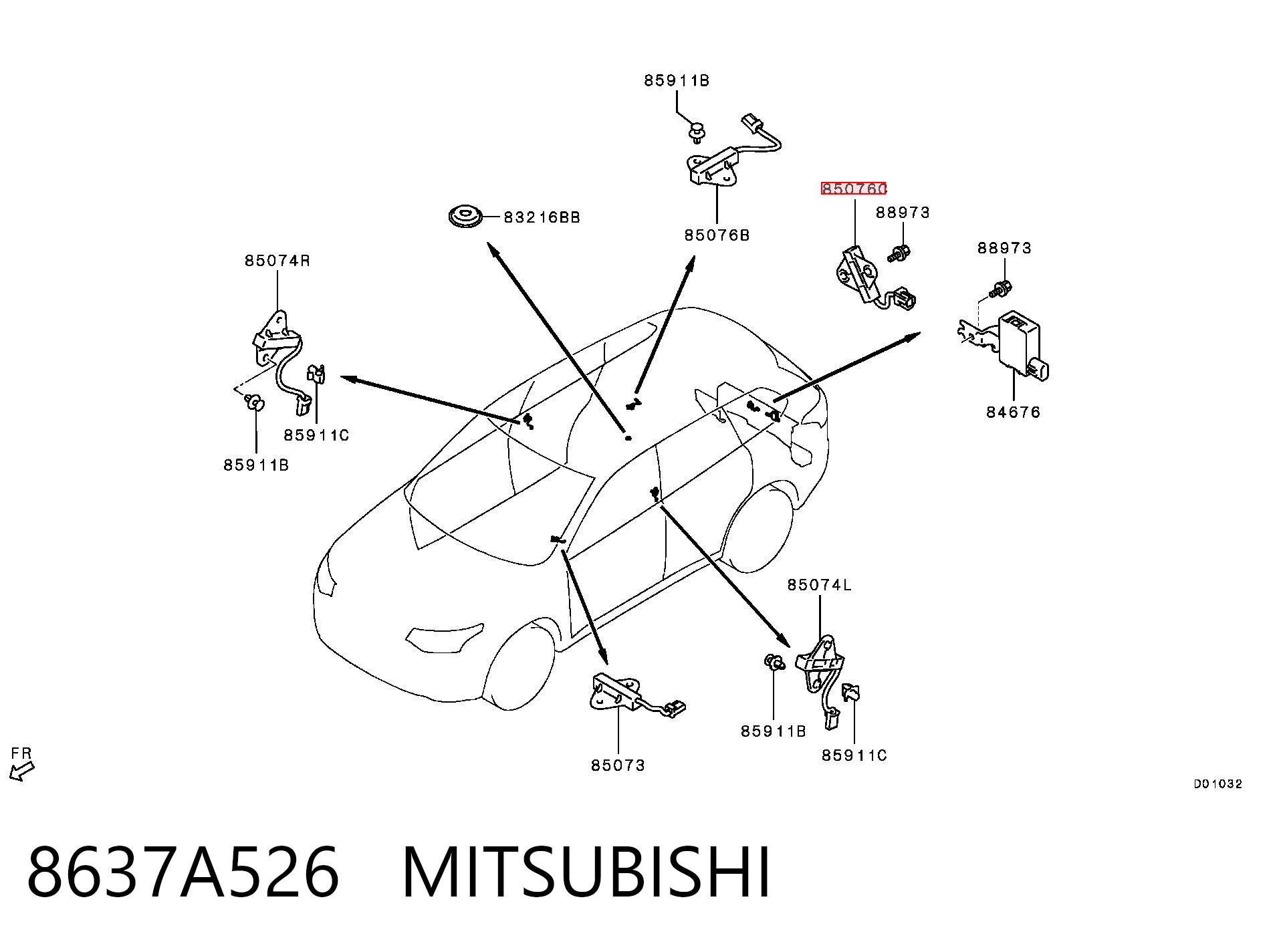 8637A526 Mitsubishi Антенна замка двери