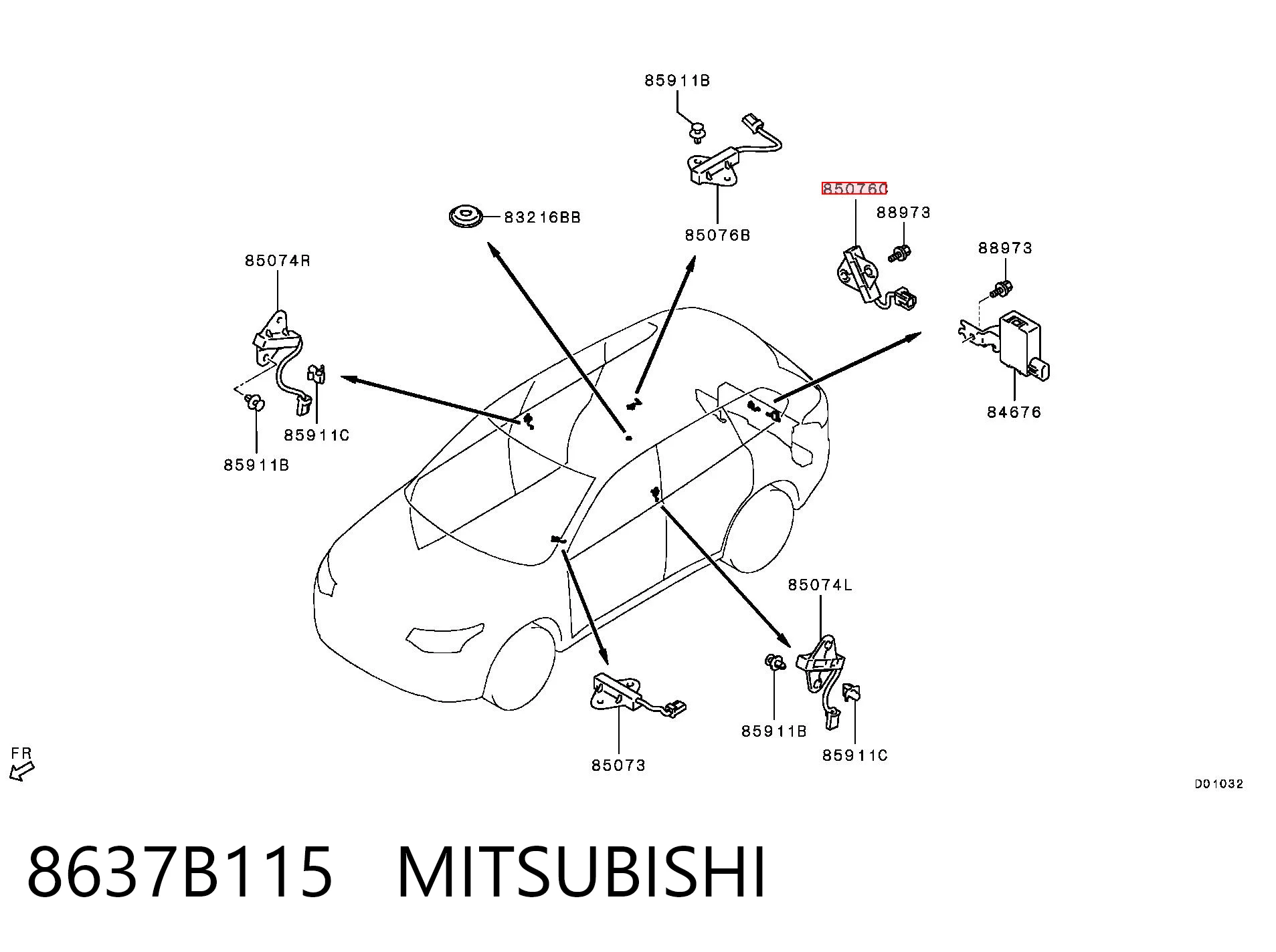 8637B115 Mitsubishi Антенна замка двери