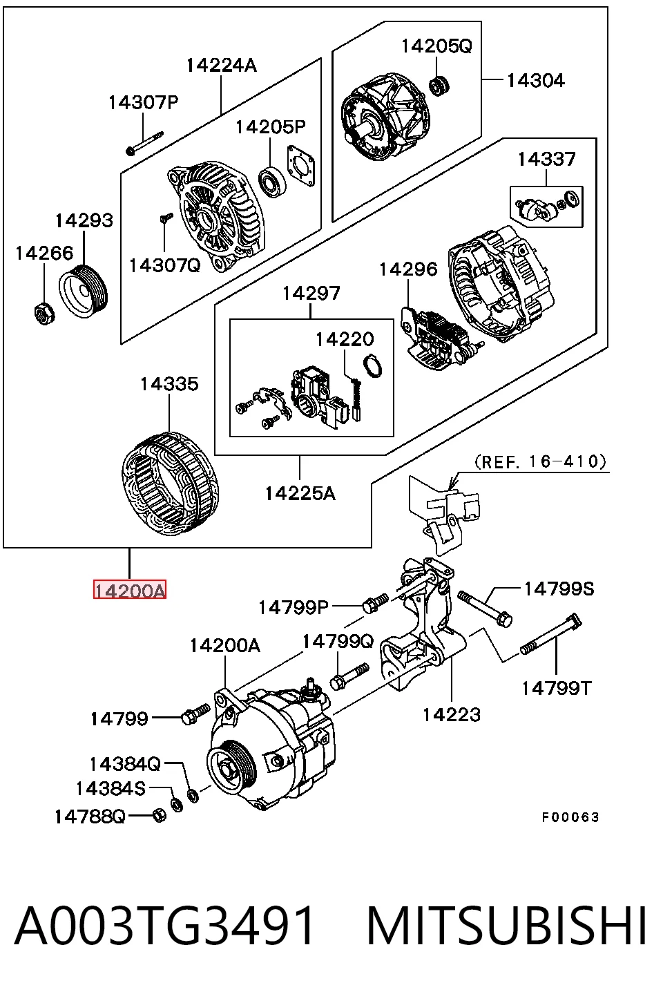A003TG3491 Mitsubishi Генератор автомобильный