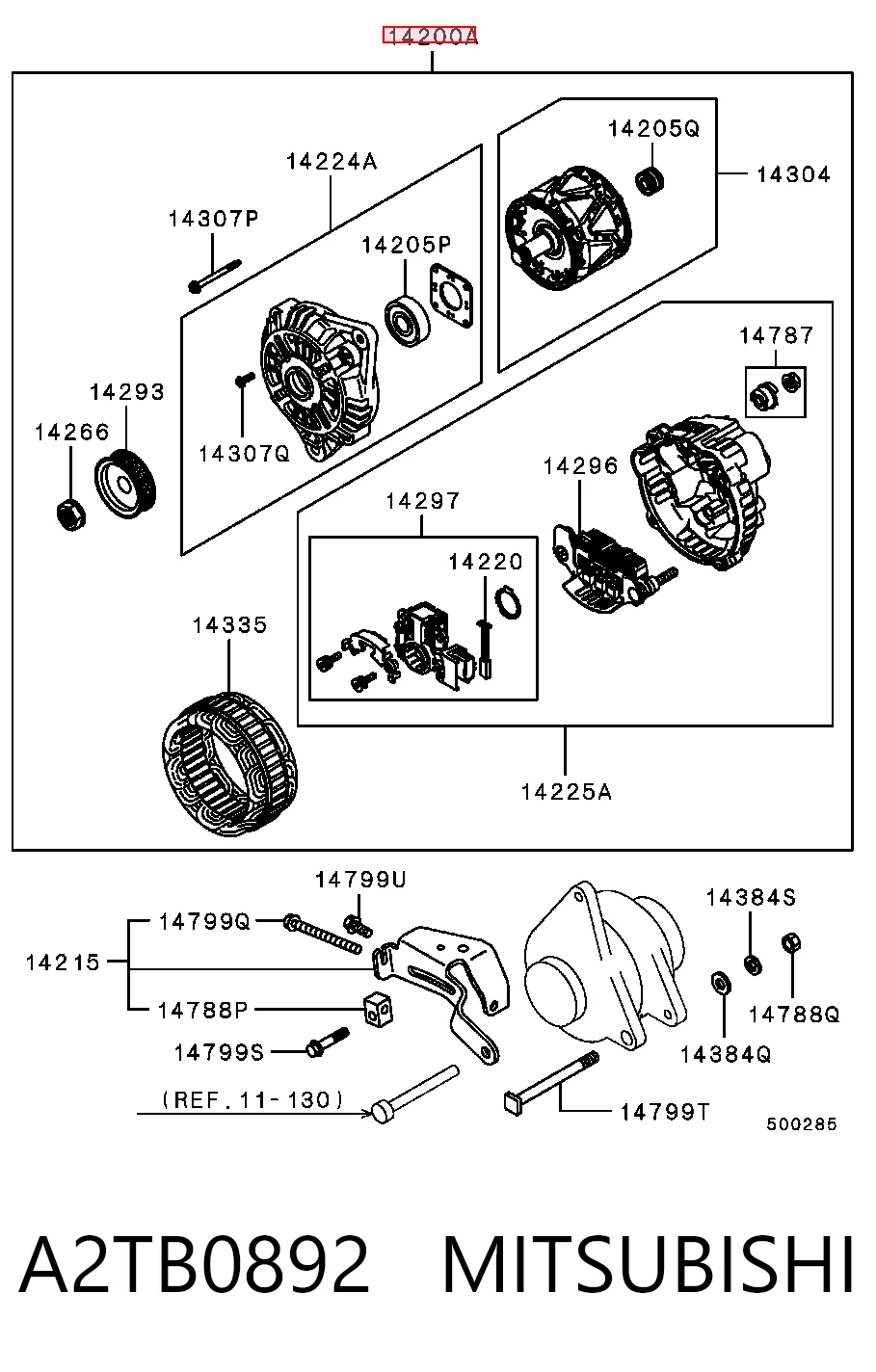 A2TB0892 Mitsubishi Генератор автомобильный