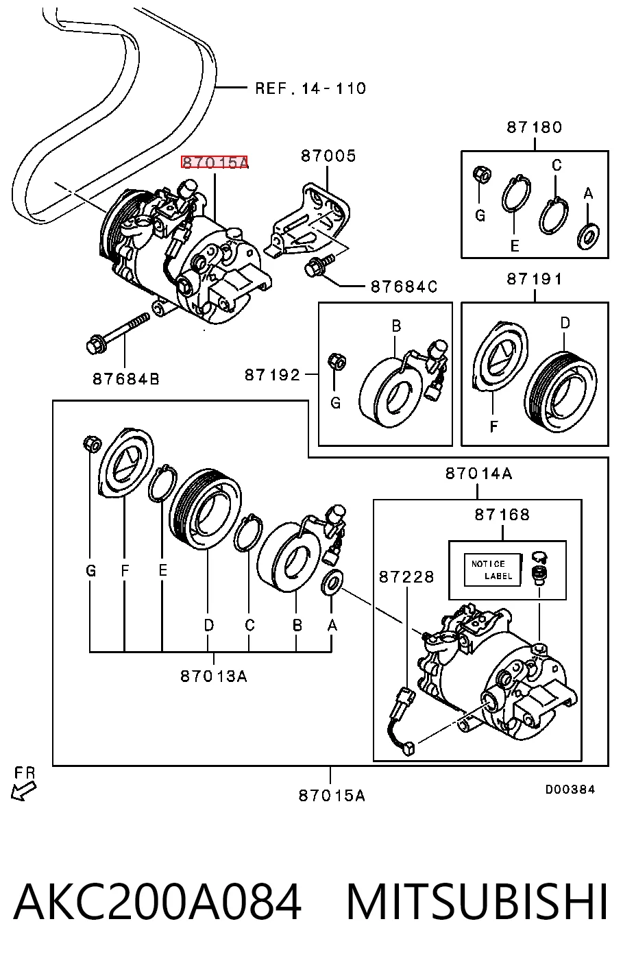 AKC200A084 Mitsubishi Компрессор хладагента