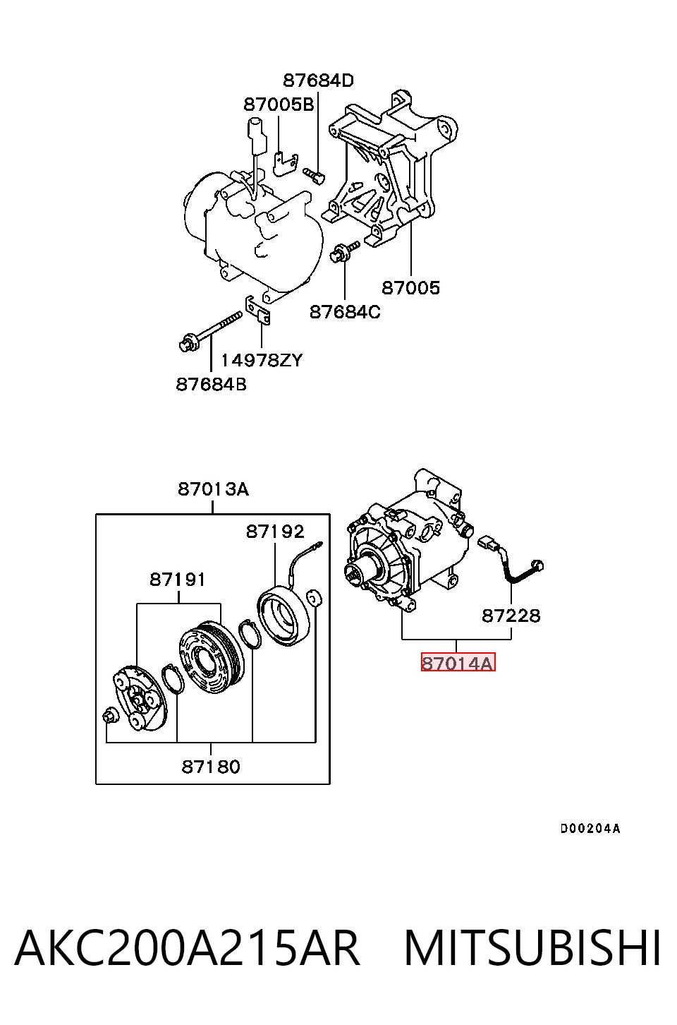AKC200A215AR Mitsubishi Компрессор хладагента
