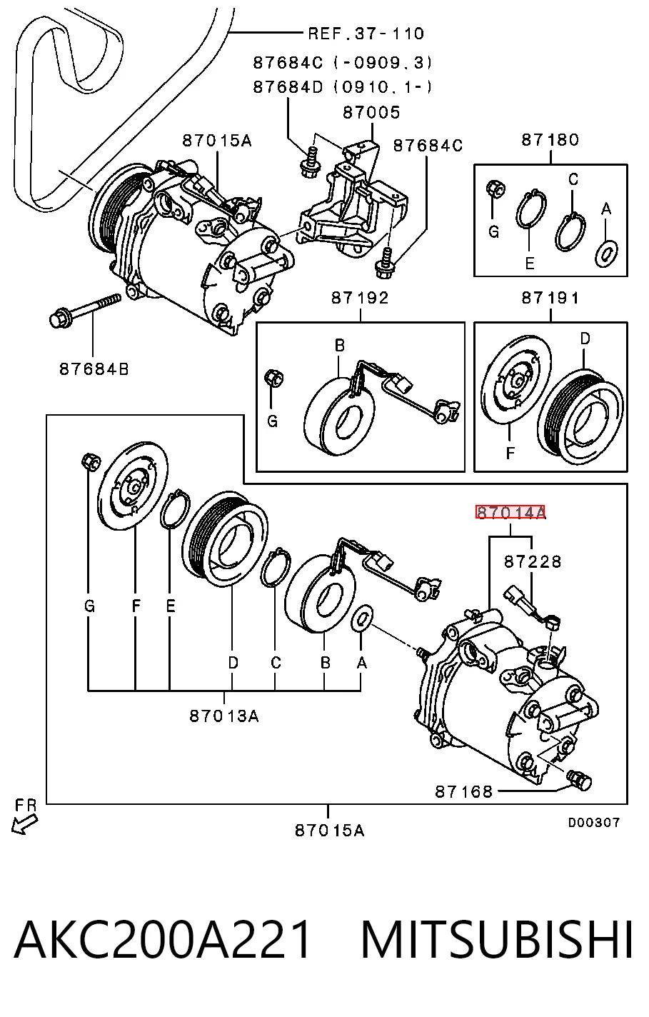 AKC200A221 Mitsubishi Компрессор хладагента