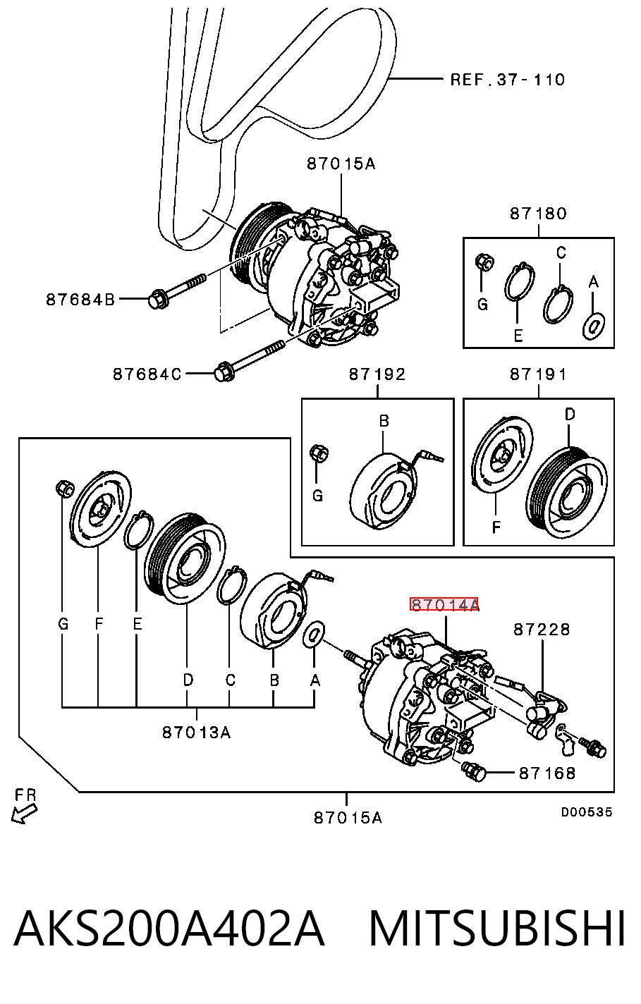 AKS200A402A Mitsubishi Компрессор хладагента