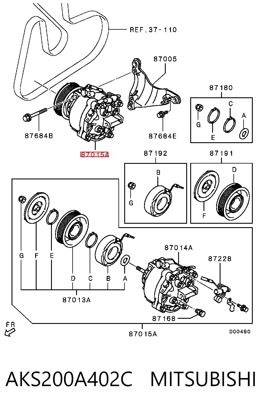 AKS200A402C Mitsubishi Компрессор хладагента