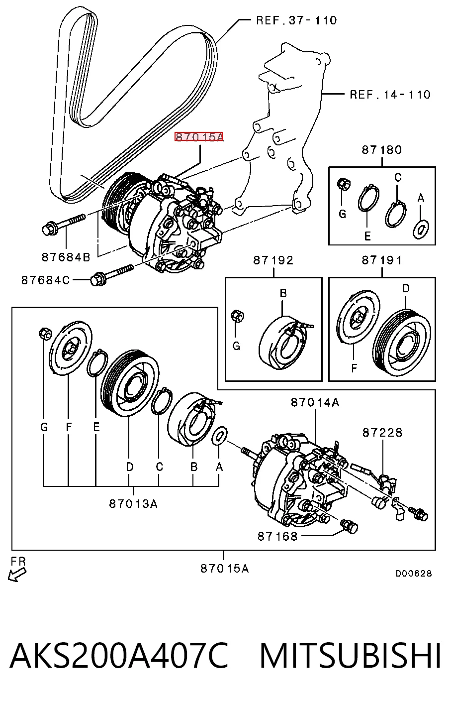 AKS200A407C Mitsubishi Компрессор хладагента