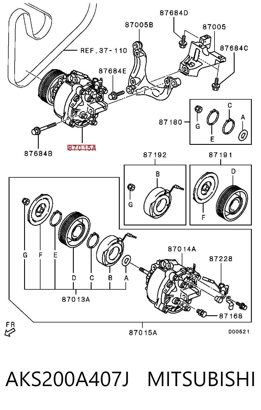 AKS200A407J Mitsubishi Компрессор хладагента