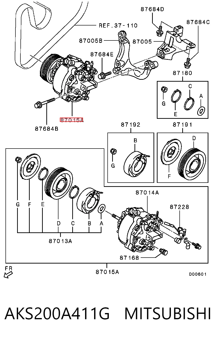 AKS200A411G Mitsubishi Компрессор хладагента