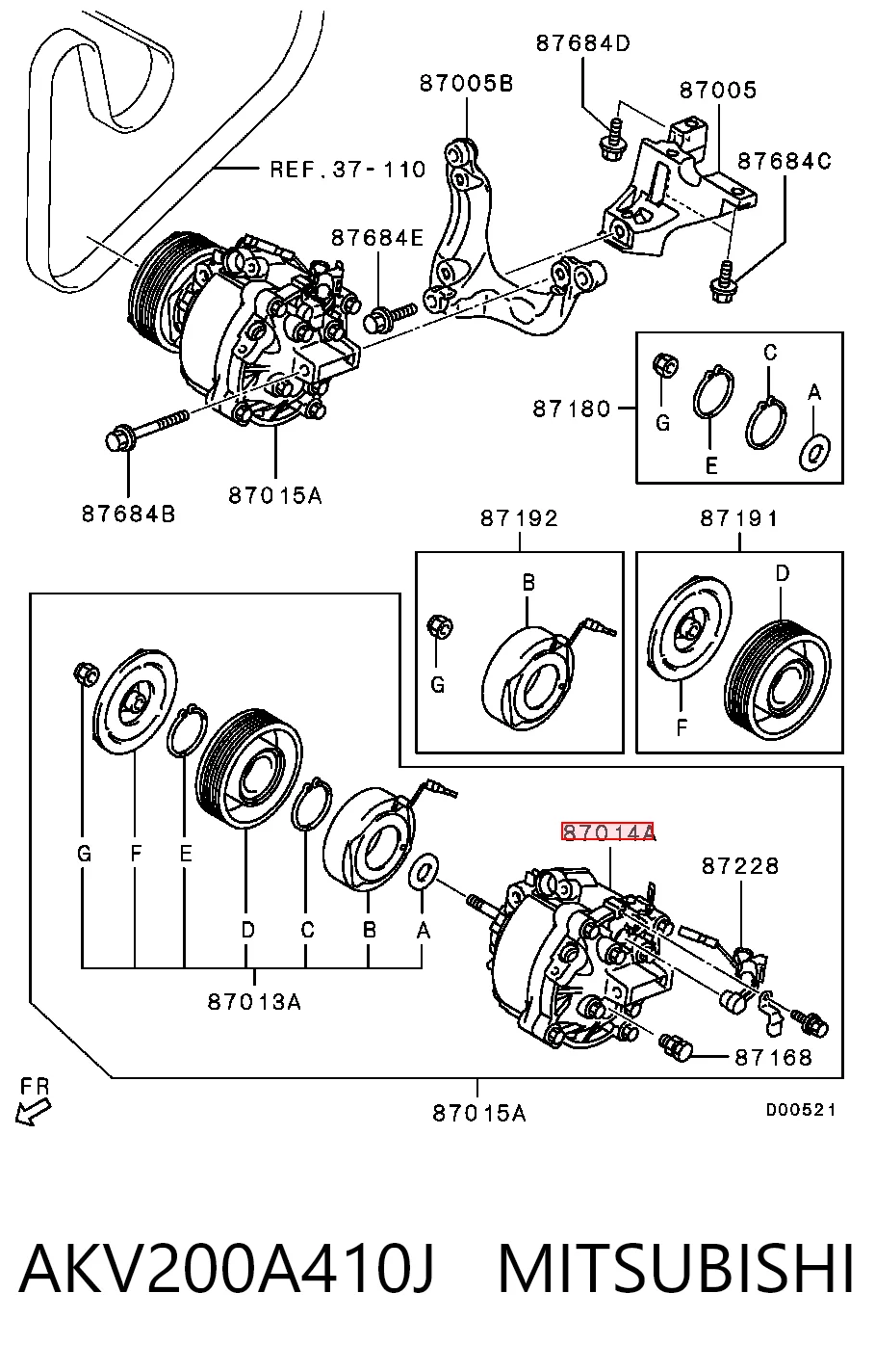 AKV200A410J Mitsubishi Компрессор хладагента