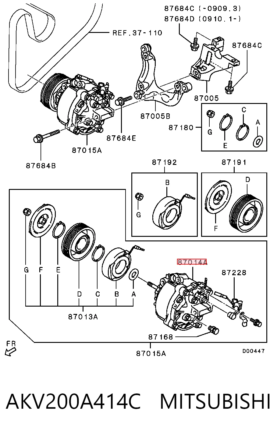 AKV200A414C Mitsubishi Компрессор хладагента