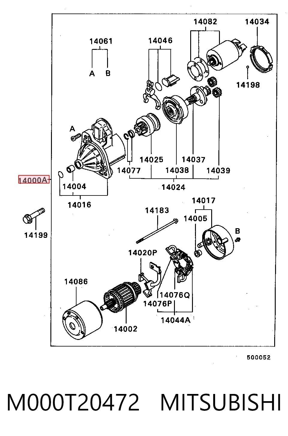 M000T20472 Mitsubishi Стартер автомобиля