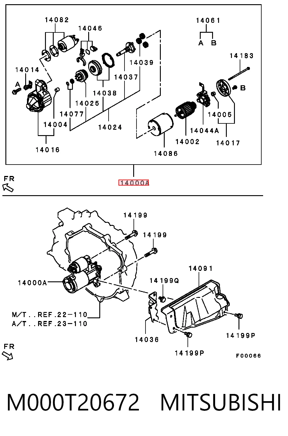 M000T20672 Mitsubishi Стартер автомобиля