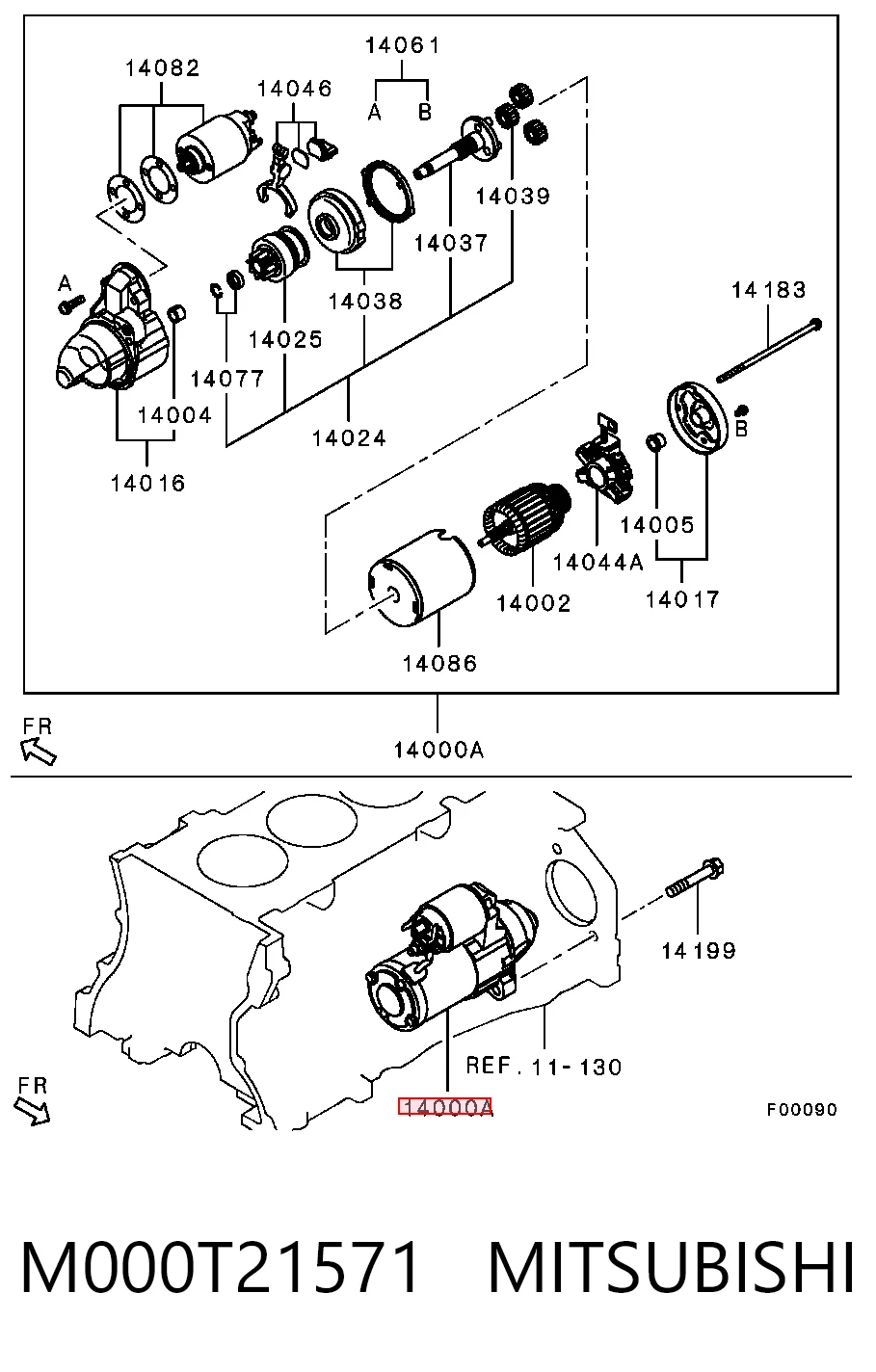 M000T21571 Mitsubishi Стартер автомобиля