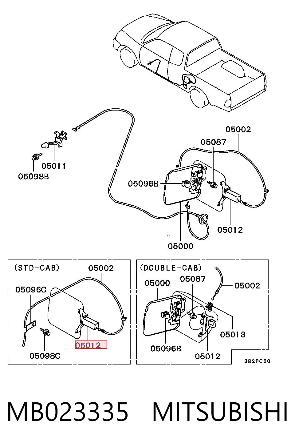 MB023335 Mitsubishi Замок открывания лючка бензобака