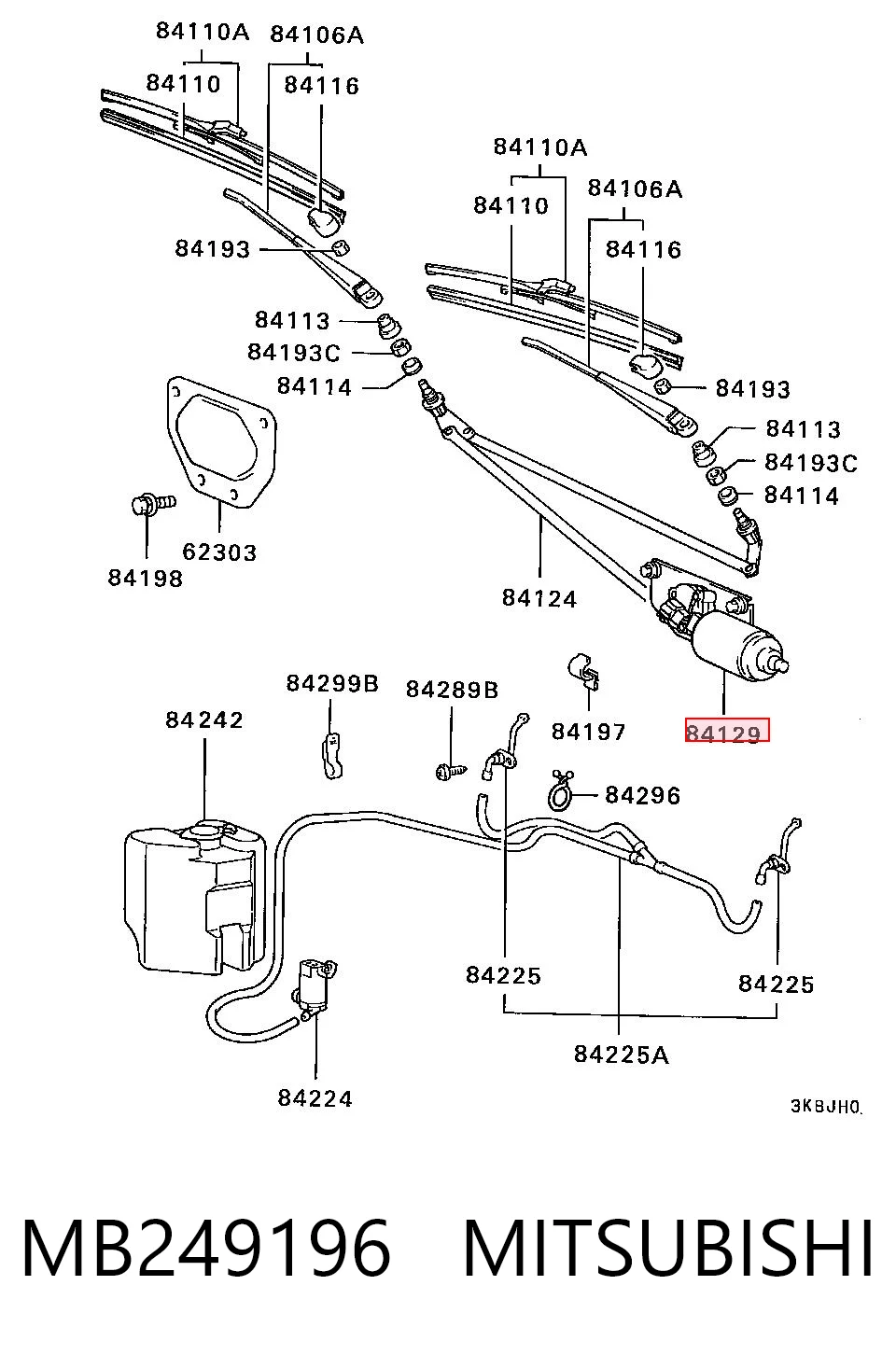 MB249196 Mitsubishi Мотор стеклоочистителя передний