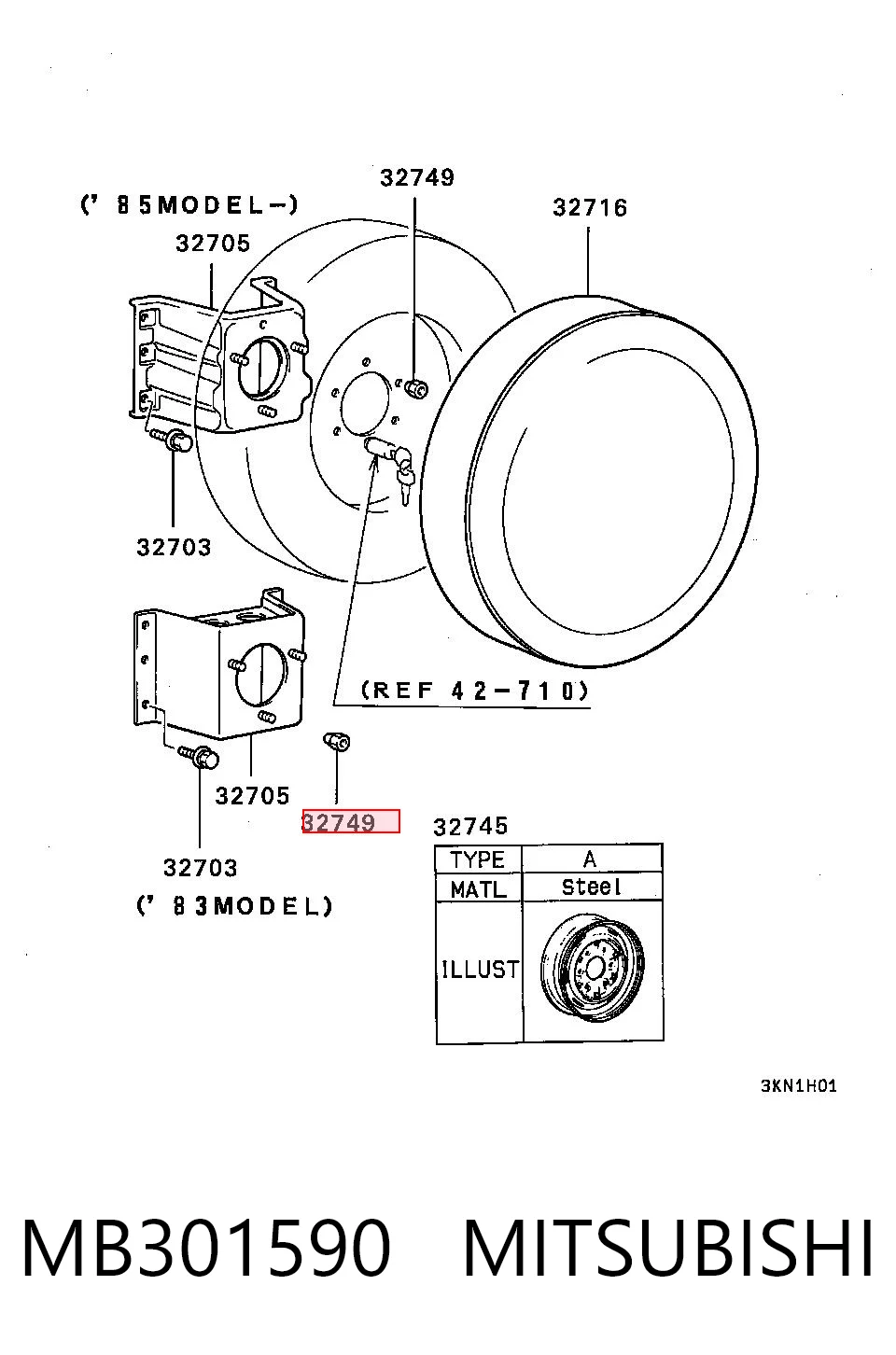 Гайка колесная MITSUBISHI MB301590