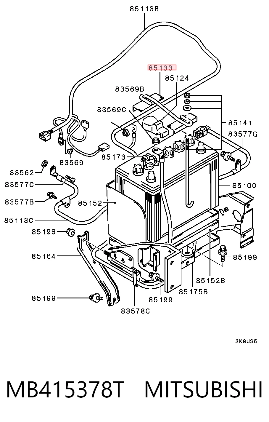 MB415378 Chrysler Подставка аккумулятора (АКБ)