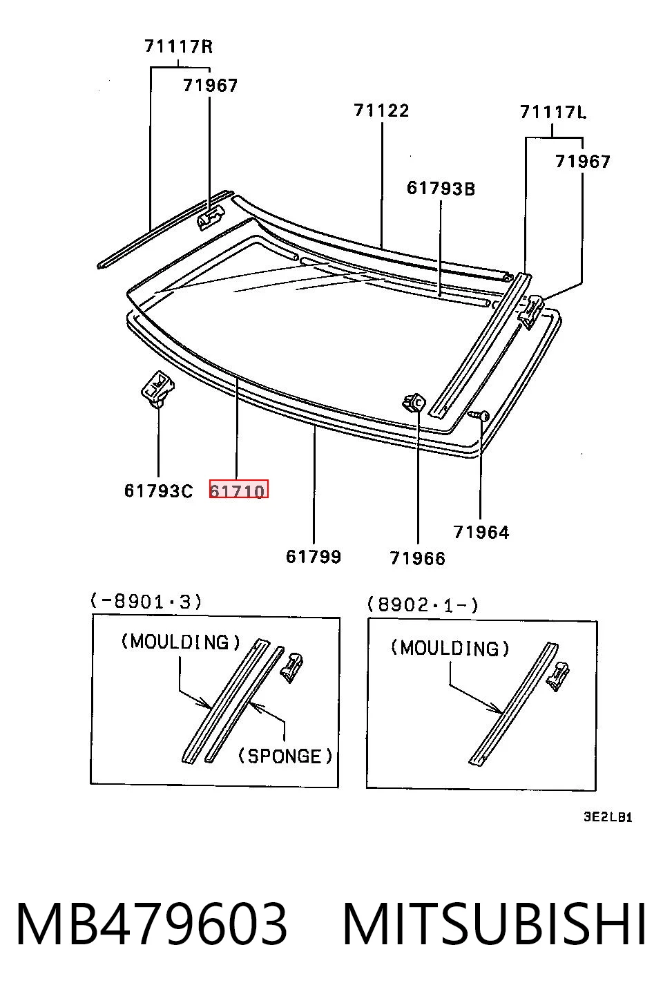Стекло лобовое MITSUBISHI MB479603