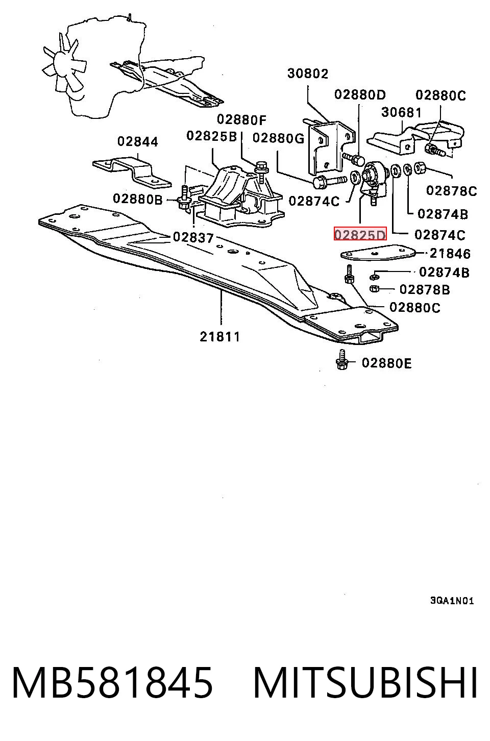 MB581845 Mitsubishi Подушка трансмиссии, опора раздаточной коробки