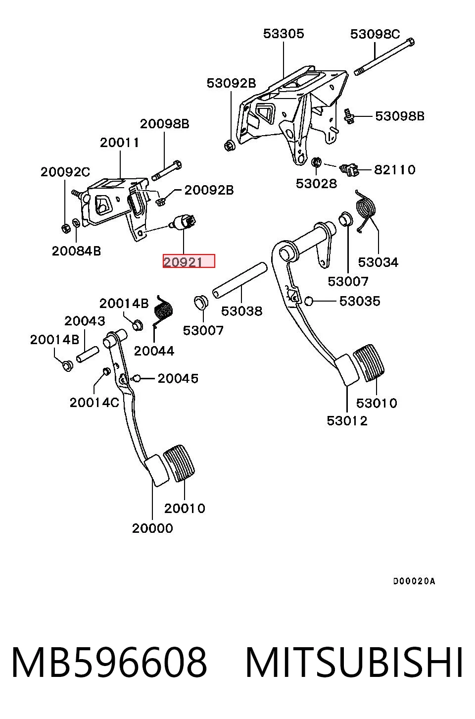 MB596608 Mitsubishi Датчик тормоза