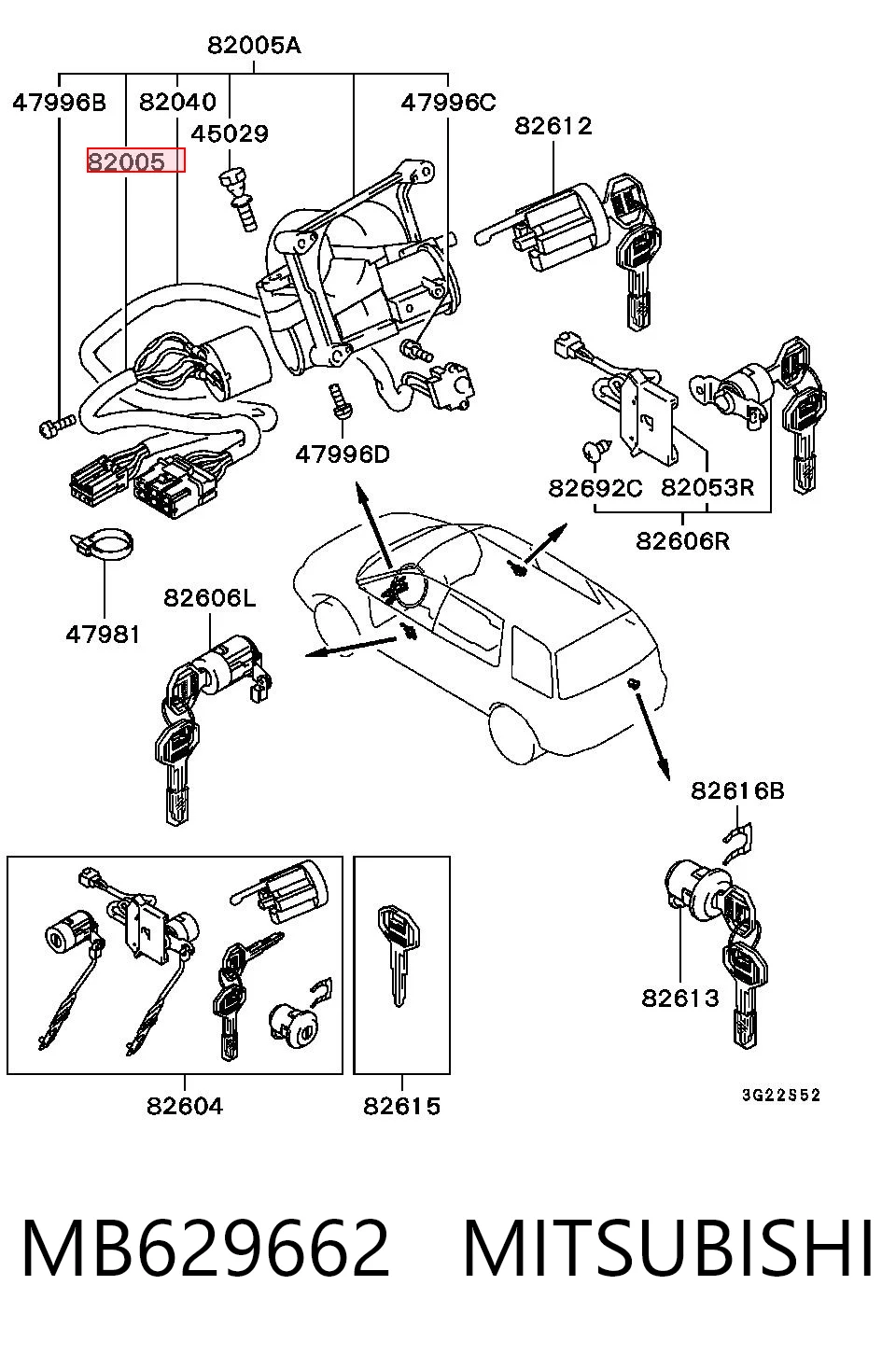 MB629662 Mitsubishi Контакты замка зажигания