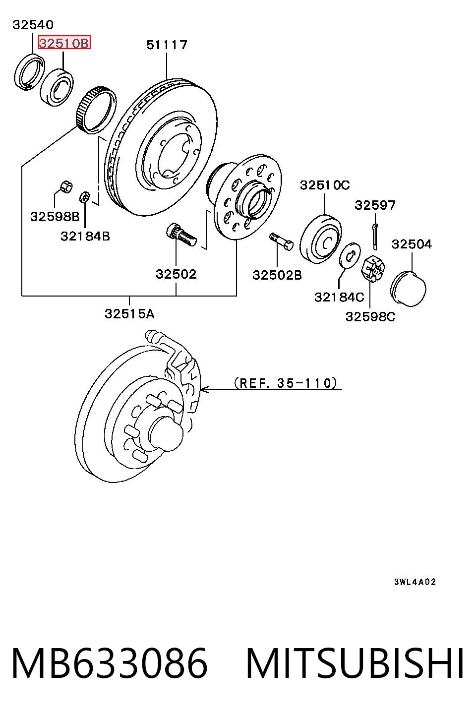 MB633086 Chrysler Передний подшипник колеса