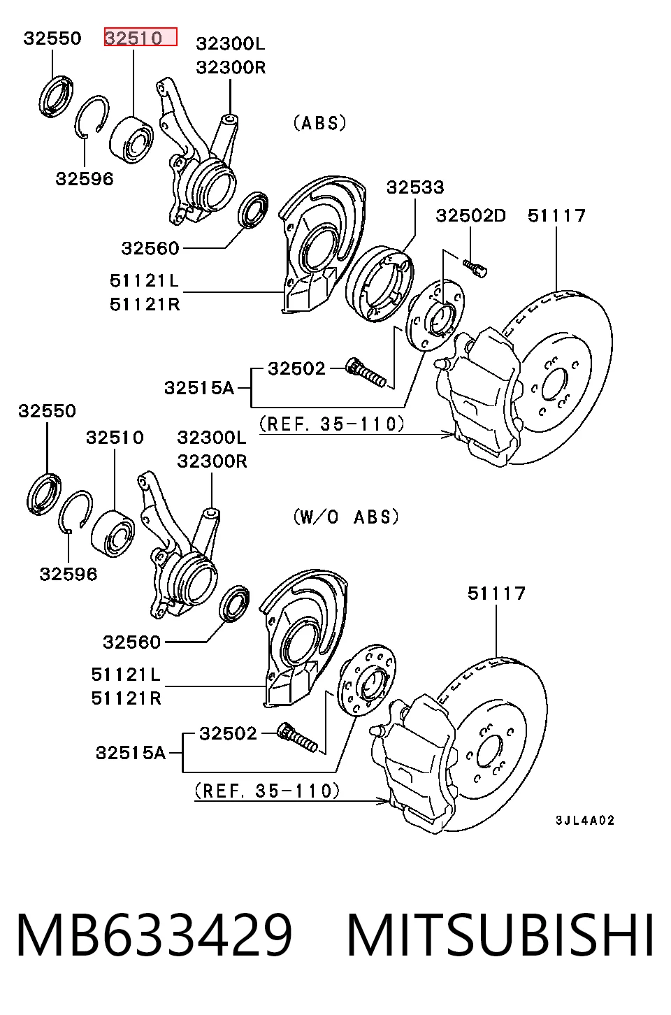 Комплект подшипника ступицы колеса Mitsubishi Sigma седан (F16A) (1990 - 1996) цена, от 28.78 USD