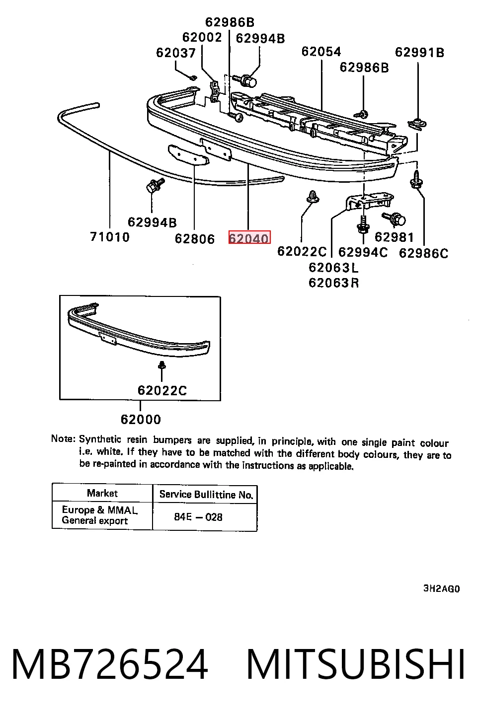 Бампер передний в сборе на Mitsubishi Galant VI E3A