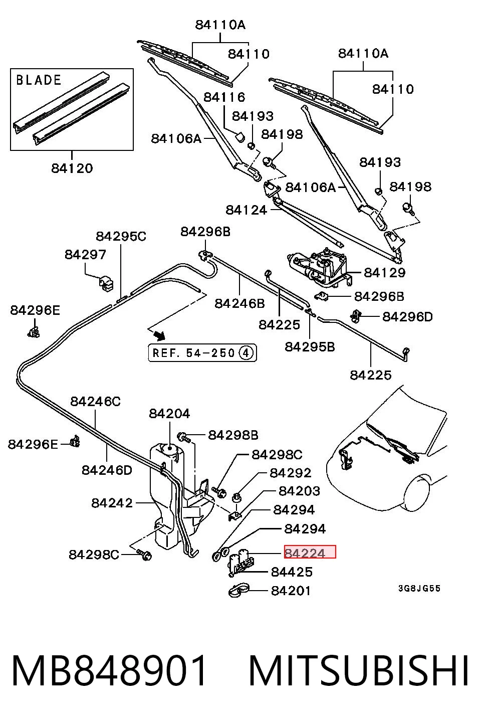 MB848901 Mitsubishi Мотор омывателя лобового стекла