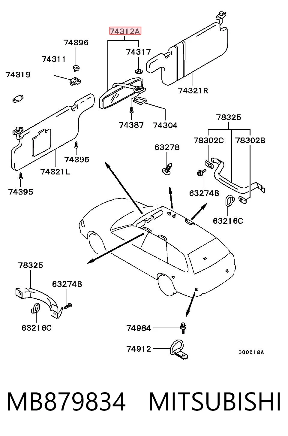 Зеркало заднего вида в салоне на Mitsubishi Colt IV CAA