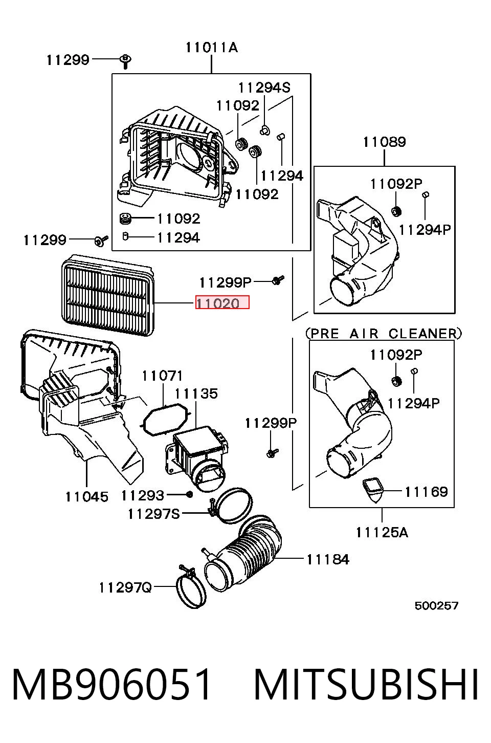MB906051 Mitsubishi Воздушный фильтр двигателя