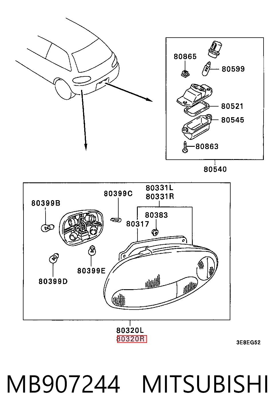 Задний левый стоп на Mitsubishi Colt IV CAA