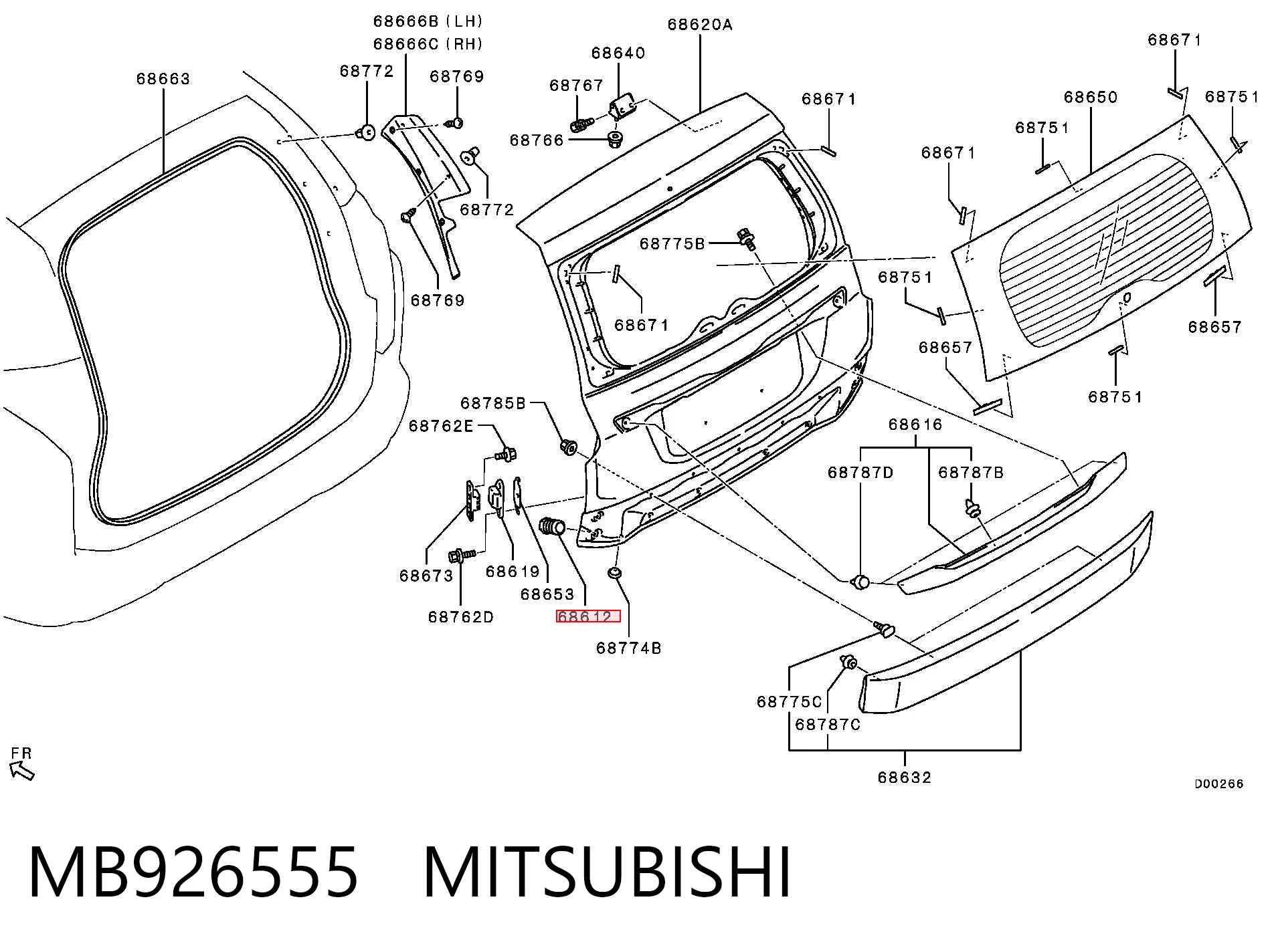 MB337035 Chrysler Буфер-отбойник 5-й двери
