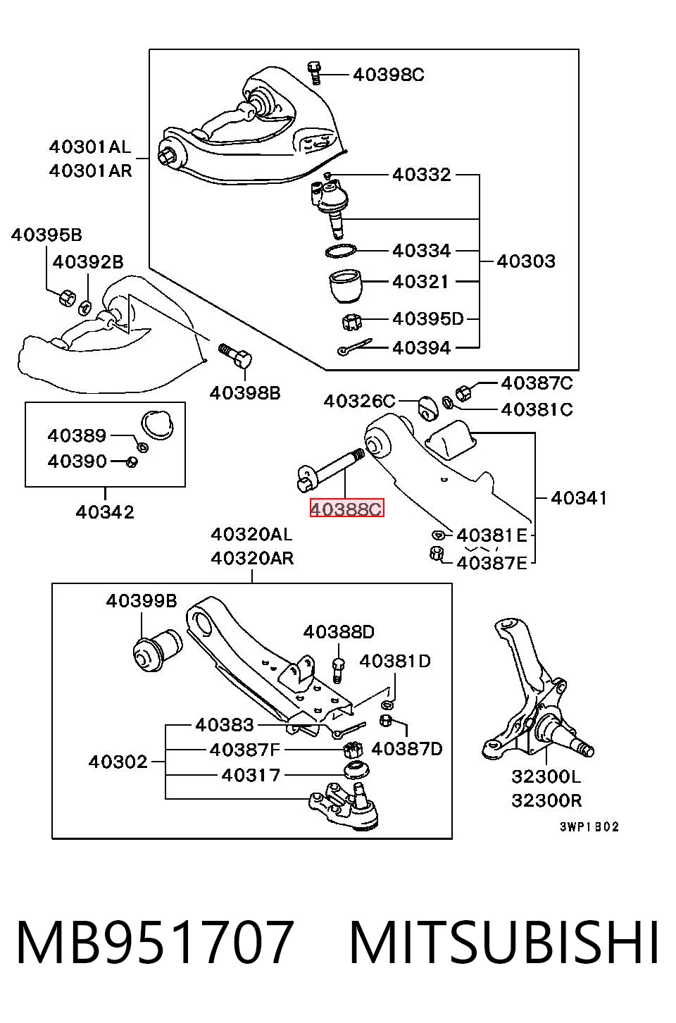 Купить MB951707 Chrysler Болт нижнего рычага