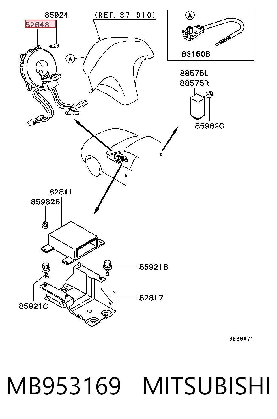 Контактное кольцо подушки безопасности Mitsubishi Pajero SPORT I внедорожник (K90) (1996 - 2009) цена, от 16.28 USD