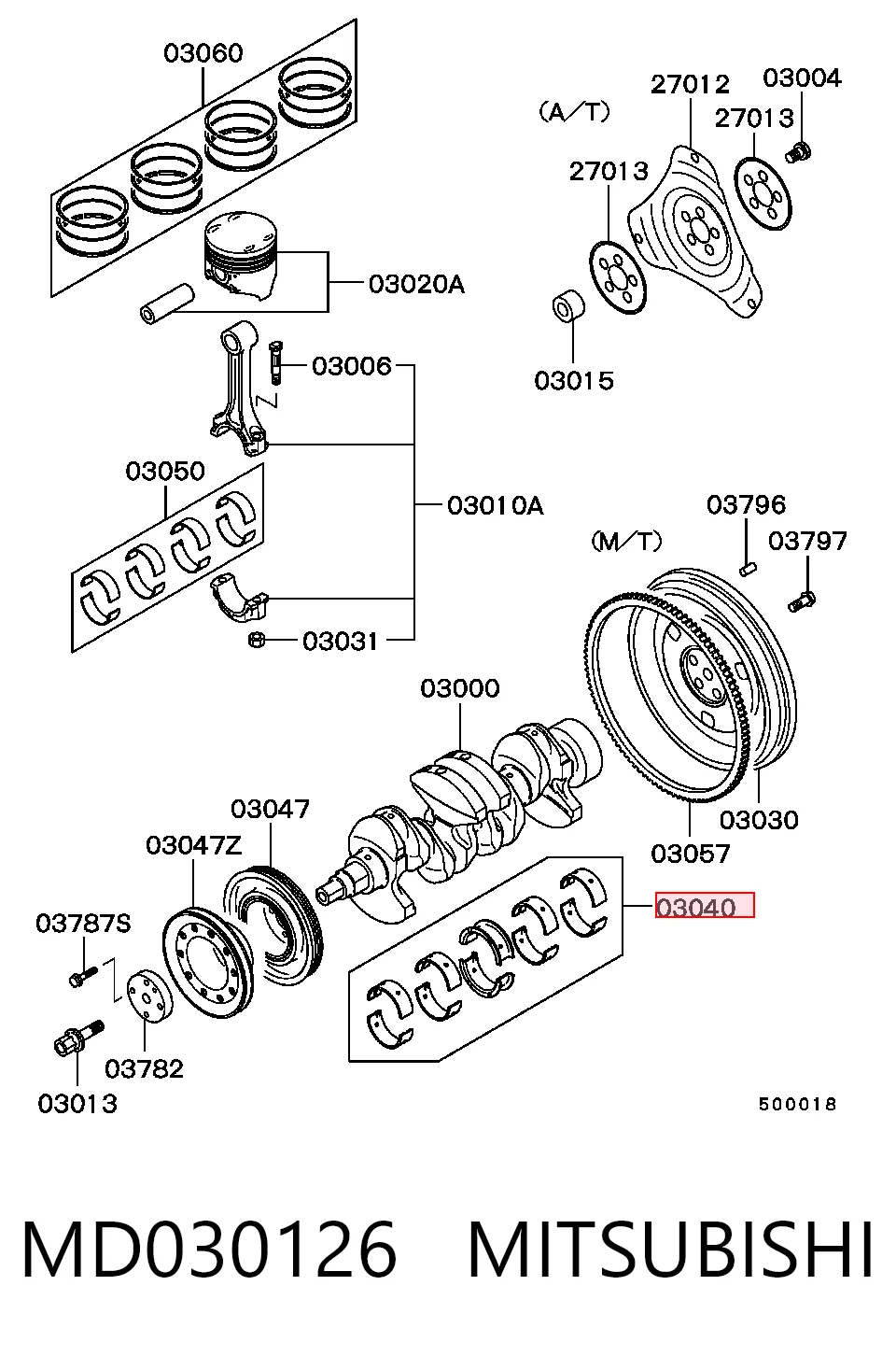 Вкладыши коленвала коренные, стандарт (STD) Kolbenschmidt MS1818ASTD цена, от 16.43 USD